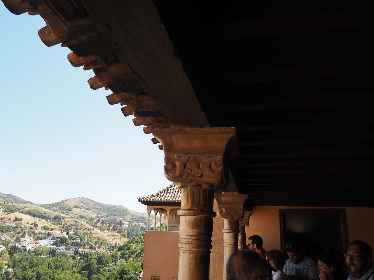 Eastward view of the Peinador de la Reina and Granada from the north balcony of the Patio de la Reja&nbsp;
