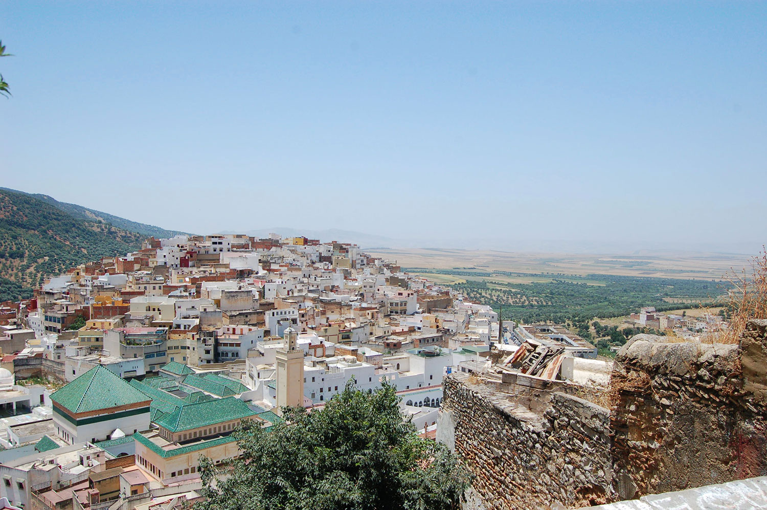 View of Moulay Idriss Zerhoun with the shrine of Mulay Idris I in the lower left