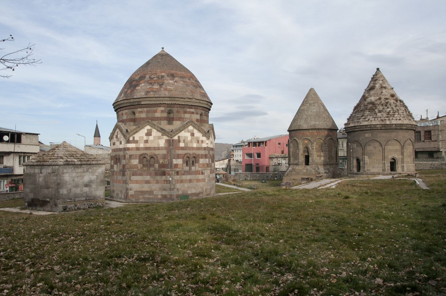 Üç Kümbetler - General view of Emir Saltuk tomb (left) and two unnamed tombs (right).