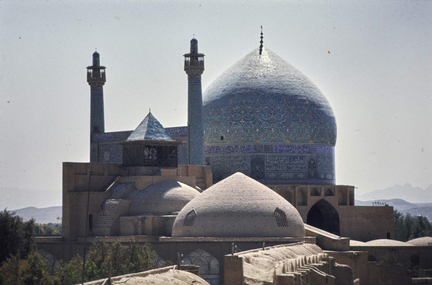 View of dome from a rooftop (Ali Qapu?) on west side of Maydan-i Imam.