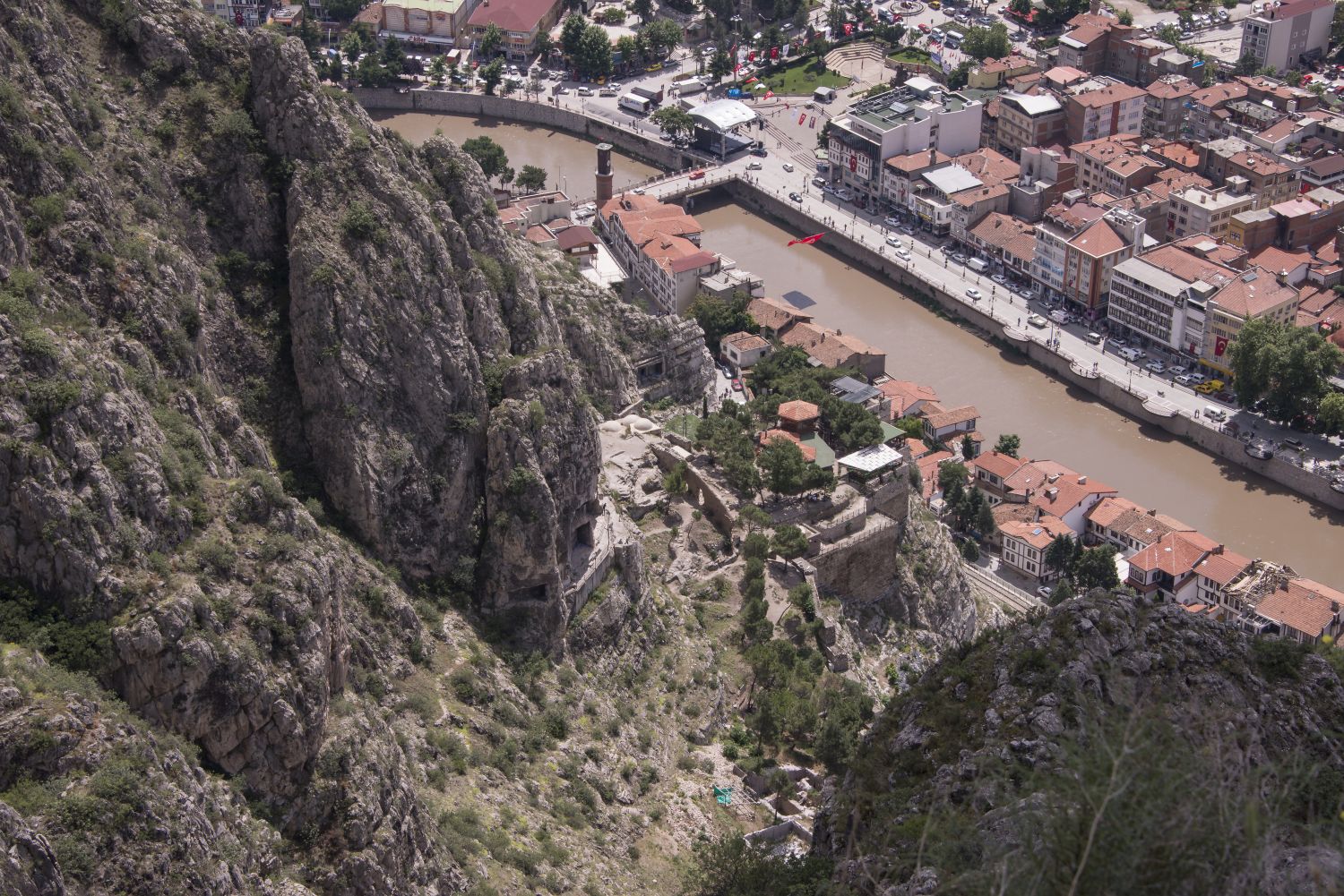 Amasya  - View over central part of Amasya, Turkey, from citadel atop&nbsp;Harşena Mount.