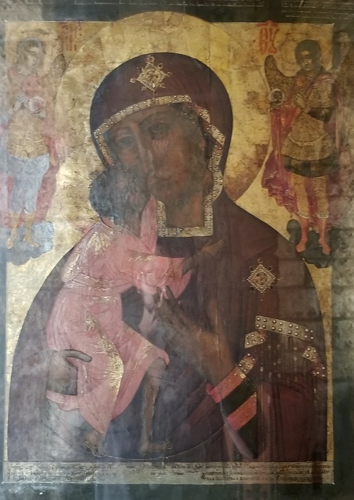 Detail view, icon depicting&nbsp; the Madonna and Christ child