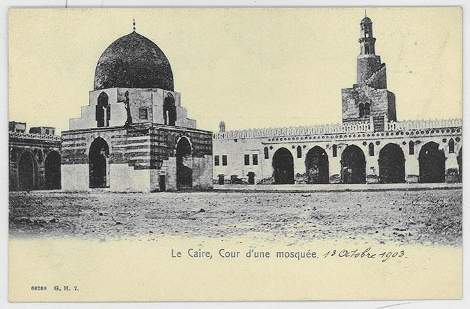 Cairo, Ahmad Ibn Tulun Mosque, exterior view of courtyard. "Le Caire, Cour d'une mosquée"