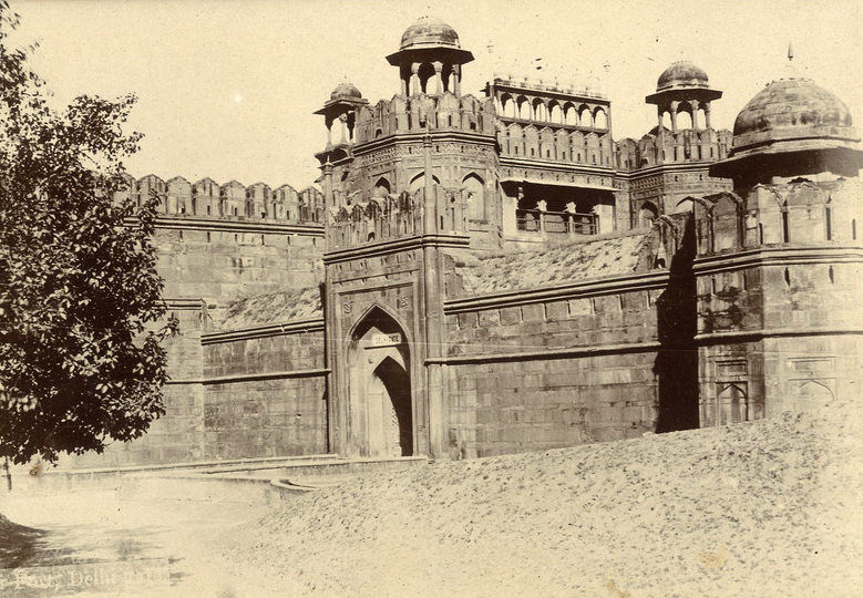 19th century image of the Delhi Gate at the Red Fort