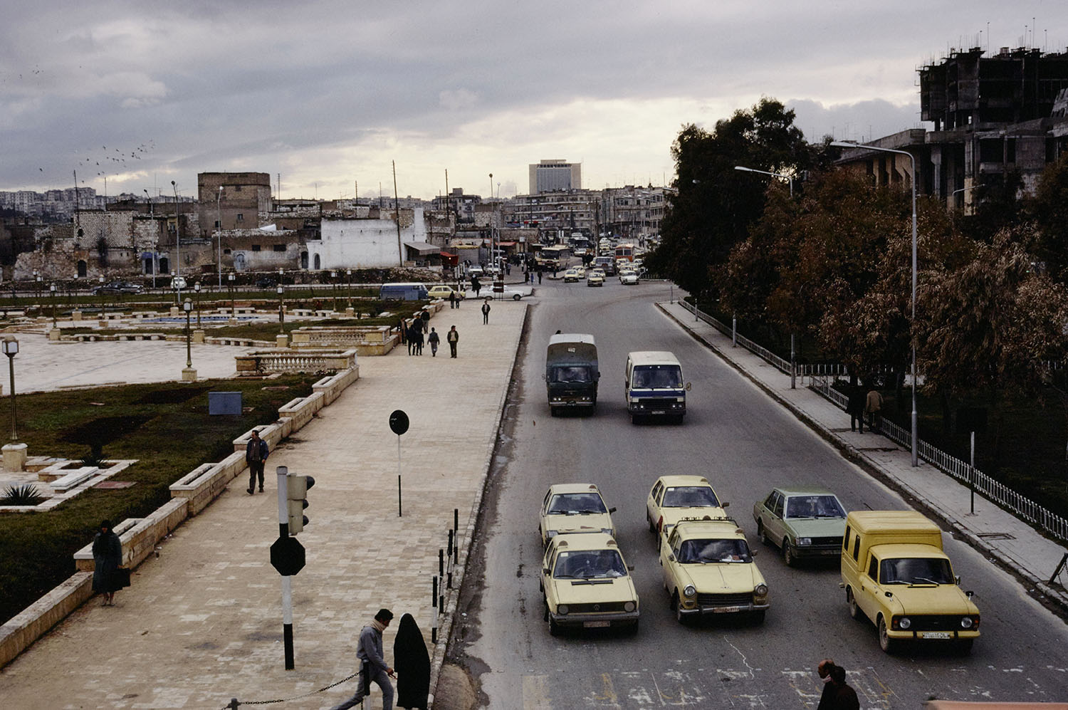 Westward view of al Mutanabbit Street; President's Square on left, Jamal Abdul Nasser Square on right.