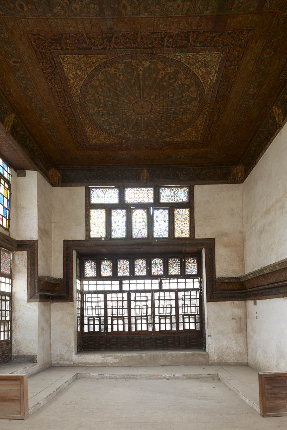 Restored qa'a in eastern house, interior view of mashrabiya