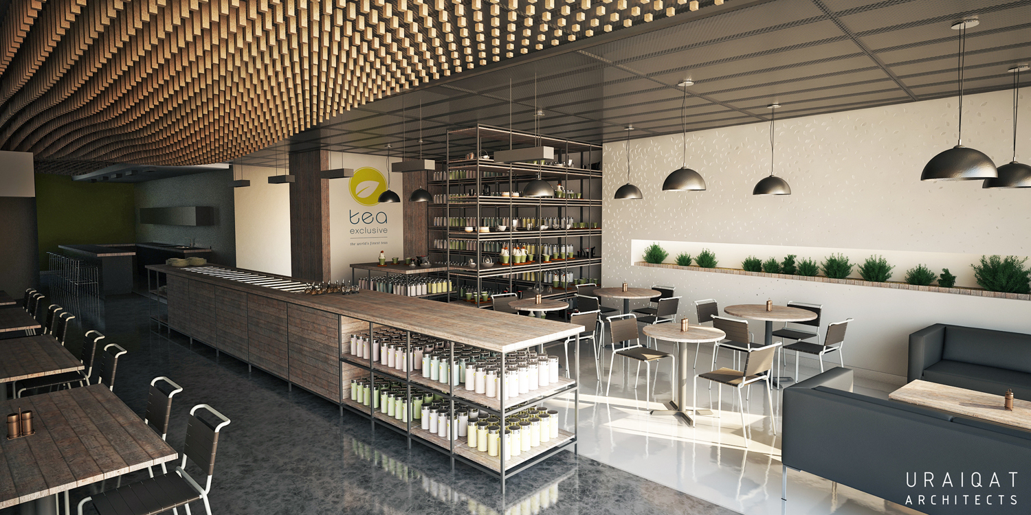 Salad bar and seating area, visualization rendering
