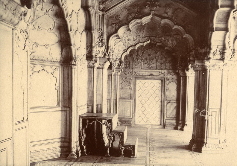 19th century image of the interior of the mosque 
