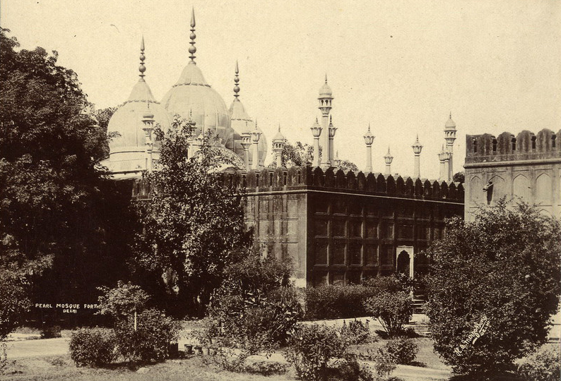 19th century image of the domes of the mosque