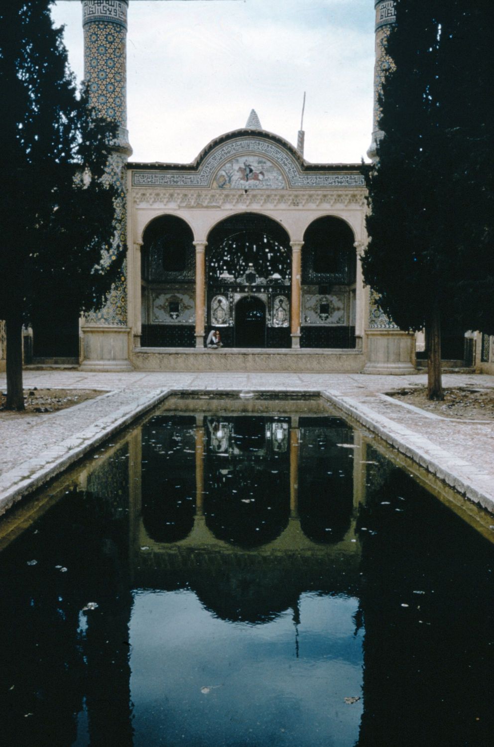 View of courtyard and reflecting pool.