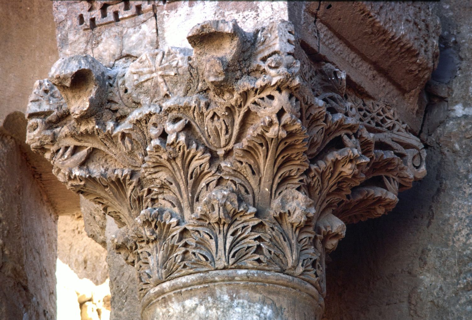 Detail view of column capital. 