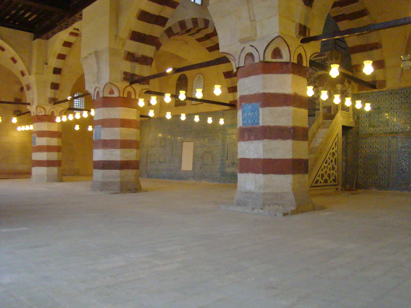 Prayer hall with new lamps installed