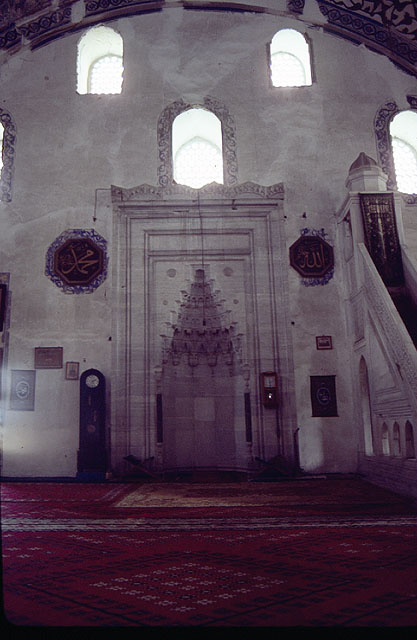 Interior view showing the qibla wall and mihrab