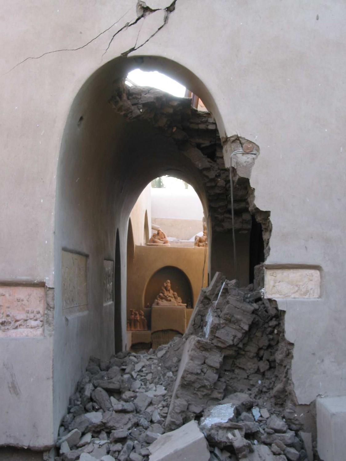 Collapse of vault and corner of storage rooms