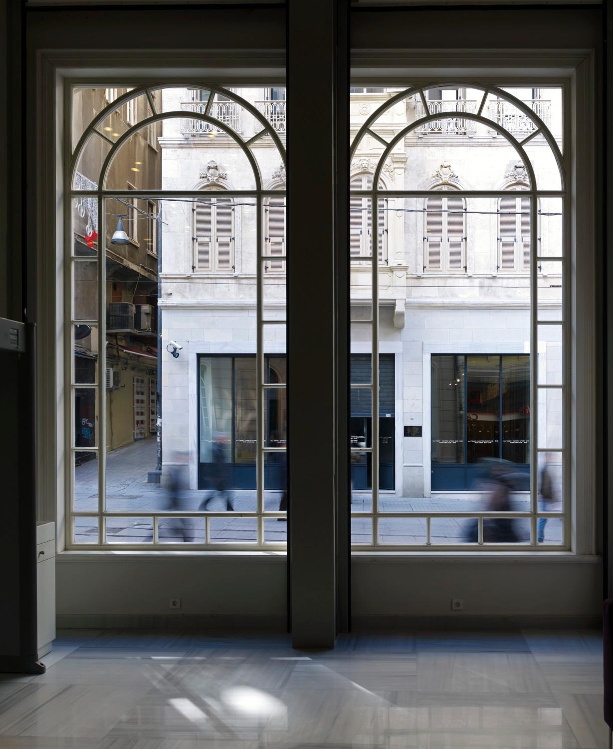 Istiqal Caddesi view, seen through glass doors of lobby space