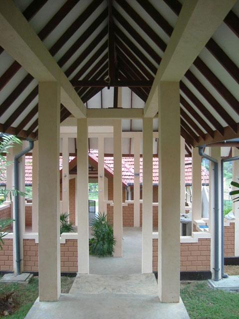 View through the walkway of the community centre