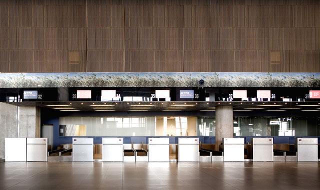 Check-in counters on the ground floor