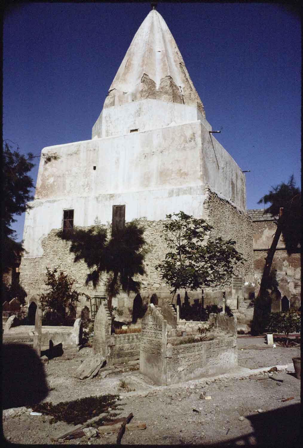 View of the dome's exterior from the cemetary, 1979.
