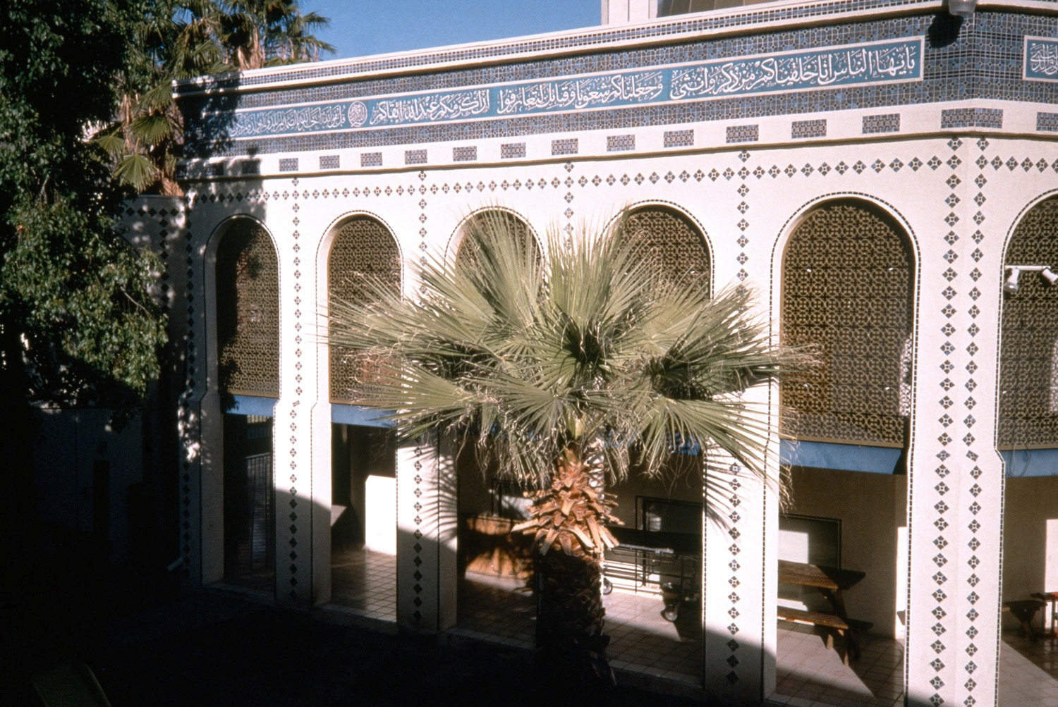 Islamic Community Center of Tempe - Exterior, view of one of the eight facades, with tile calligraphy band