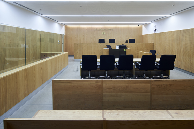 <p>Interior view of a courtroom.</p>