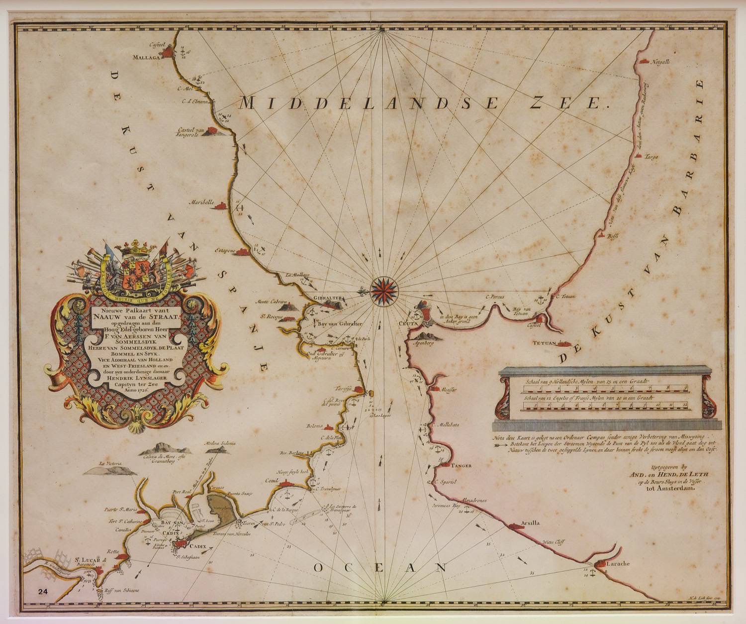 18th century Dutch map of the Straits of Gibraltar 