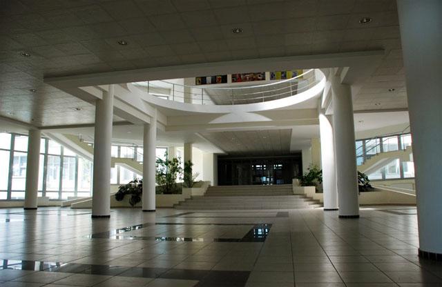 View of ground floor lobby and first floor mezzanine