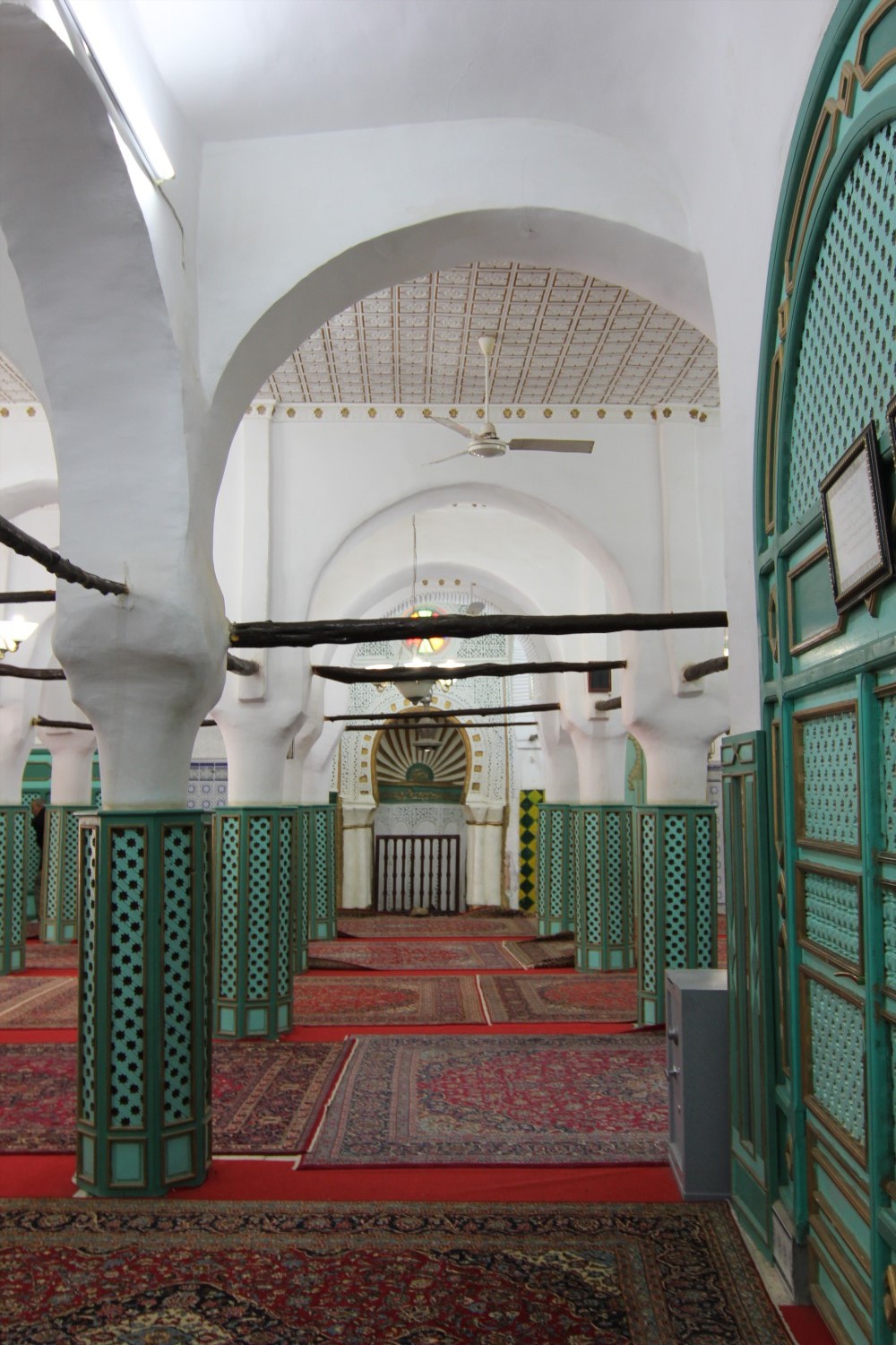 View of the prayer hall showing the mihrab in the background