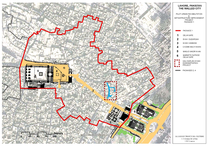 Lahore Walled City Urban Regeneration Project - Map of intervention area for the pilot rehabilitation and infrastructure improvement project.
