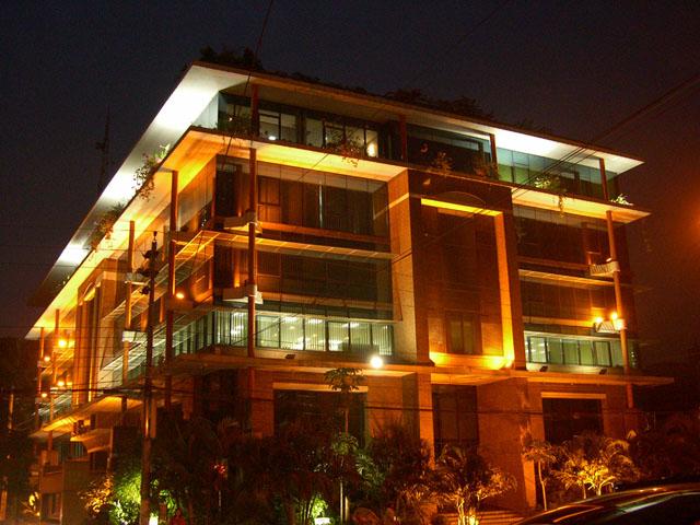 United House at night