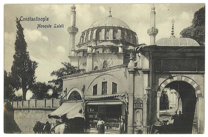 Istanbul, Laleli Camii, exterior view at portal. "Constantinople, Mosquée Laleli"