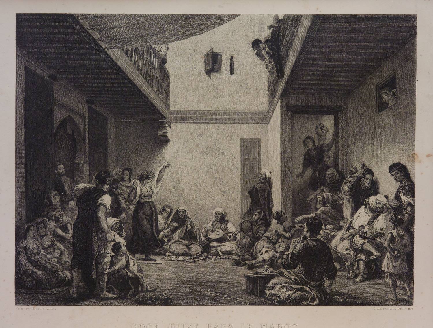Engraving, La Noce Juive by Ch. Chaplin after the painting by Eugene Delacroix