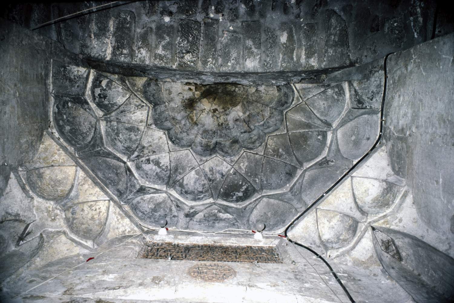 View of muqarnas vault over entrance portal.
