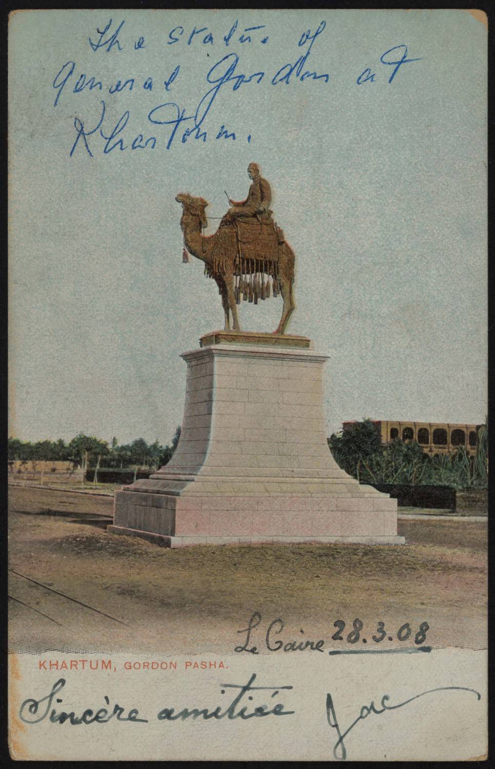 Postcard of Gordon of Khartoum Statue