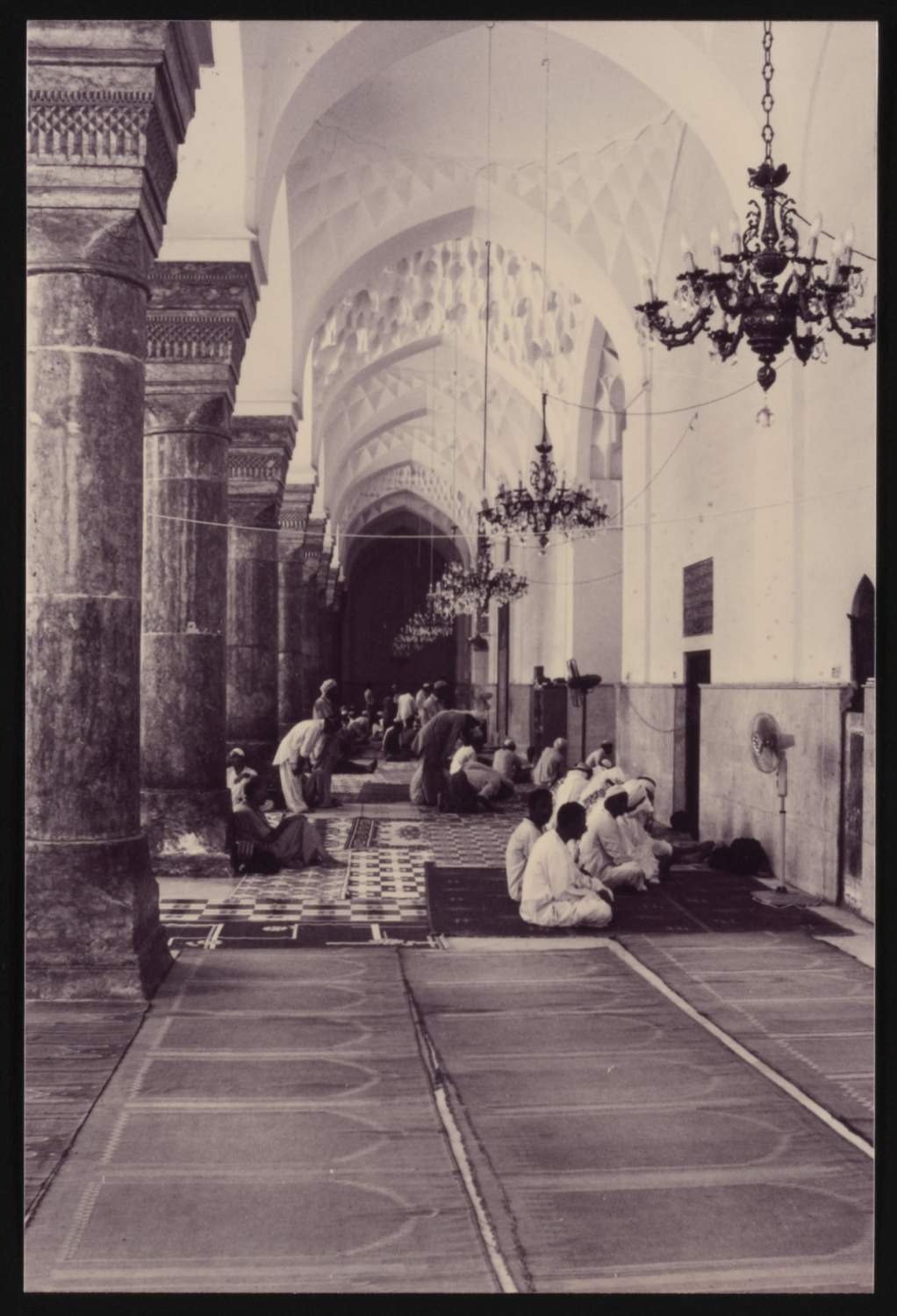 Prayer hall, view along qibla aisle.