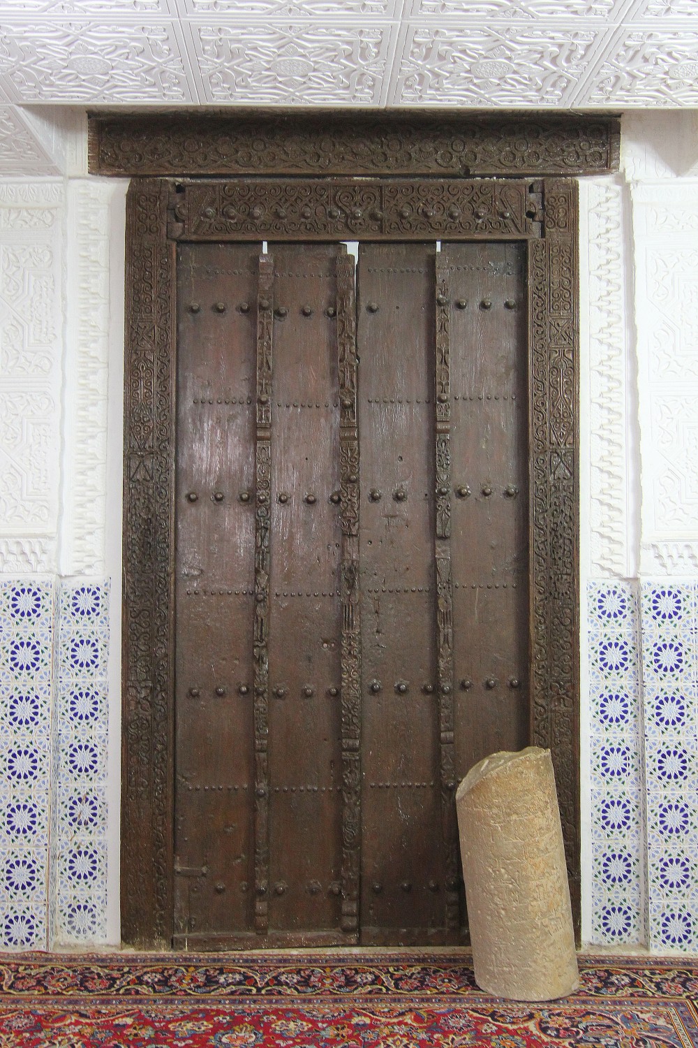 Front view of 11th c. carved cedar door