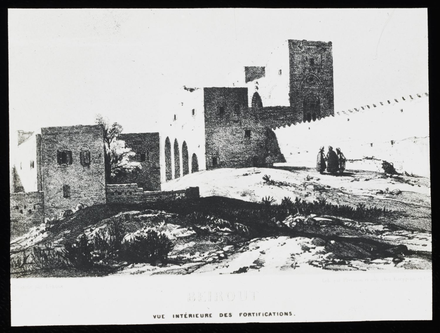 Beirout. Vue Intérieure des Fortifications. [Beirut: engraving from 19th century showing interior view of fortifications.]<p class="MsoNormal"><o:p></o:p></p>