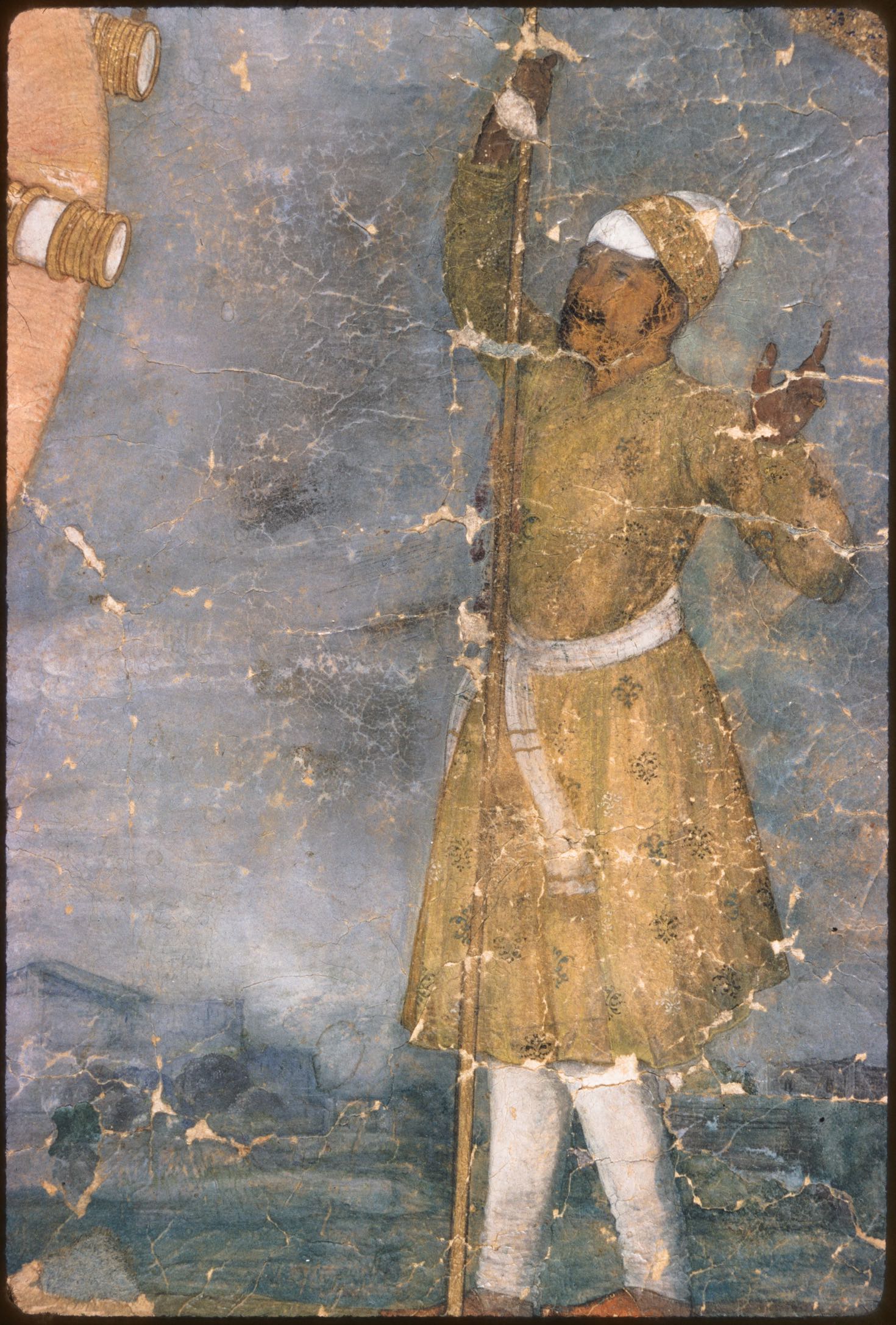 Detail: elephant handler, from Shah Jahan's pink elephant ridden by Prince Dara Shikoh, page from a royal album of Shah Jahan (Museum of Islamic Art, Qatar, MS.51.2007)