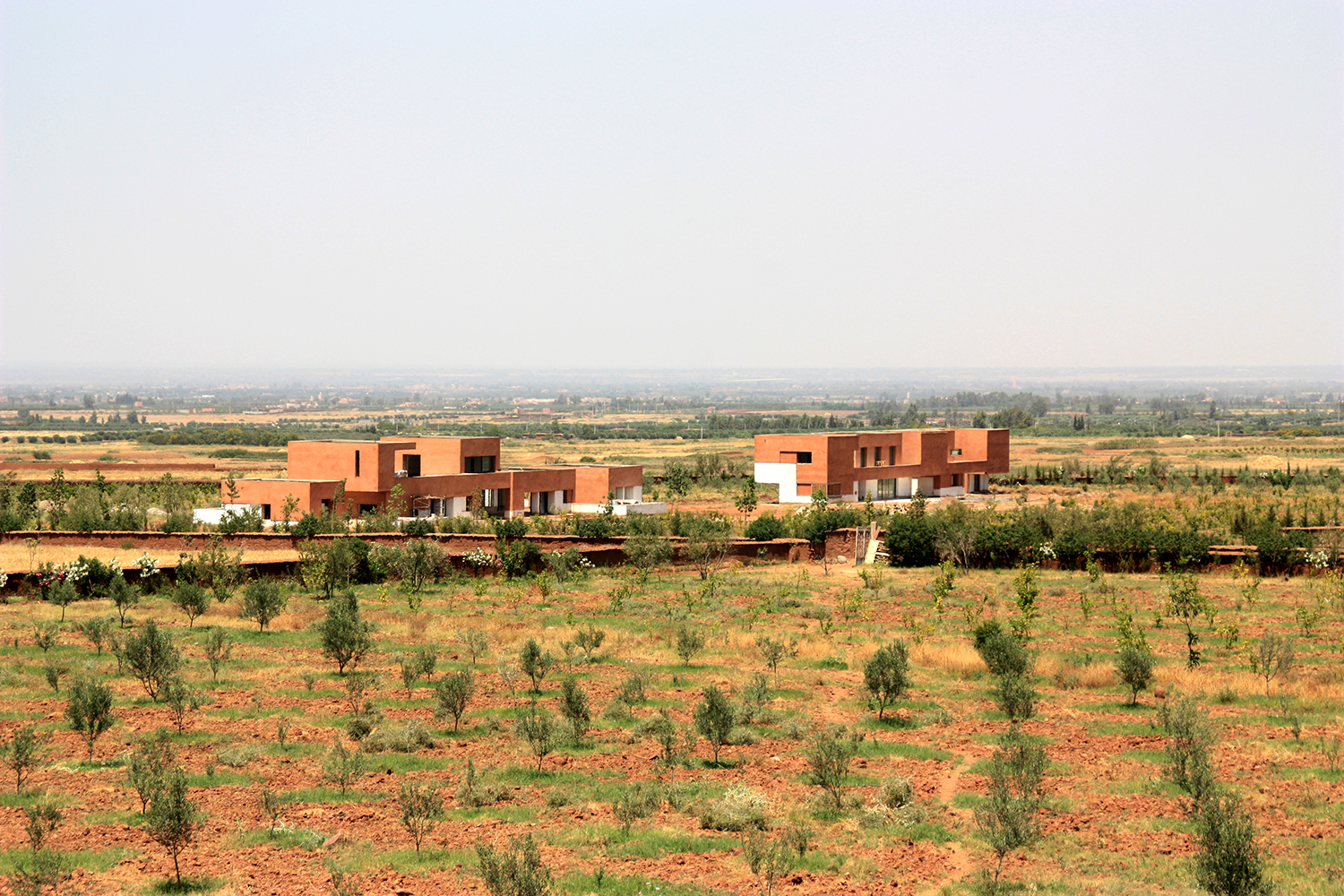 General view: the project consists of four experimental houses within a communal farm