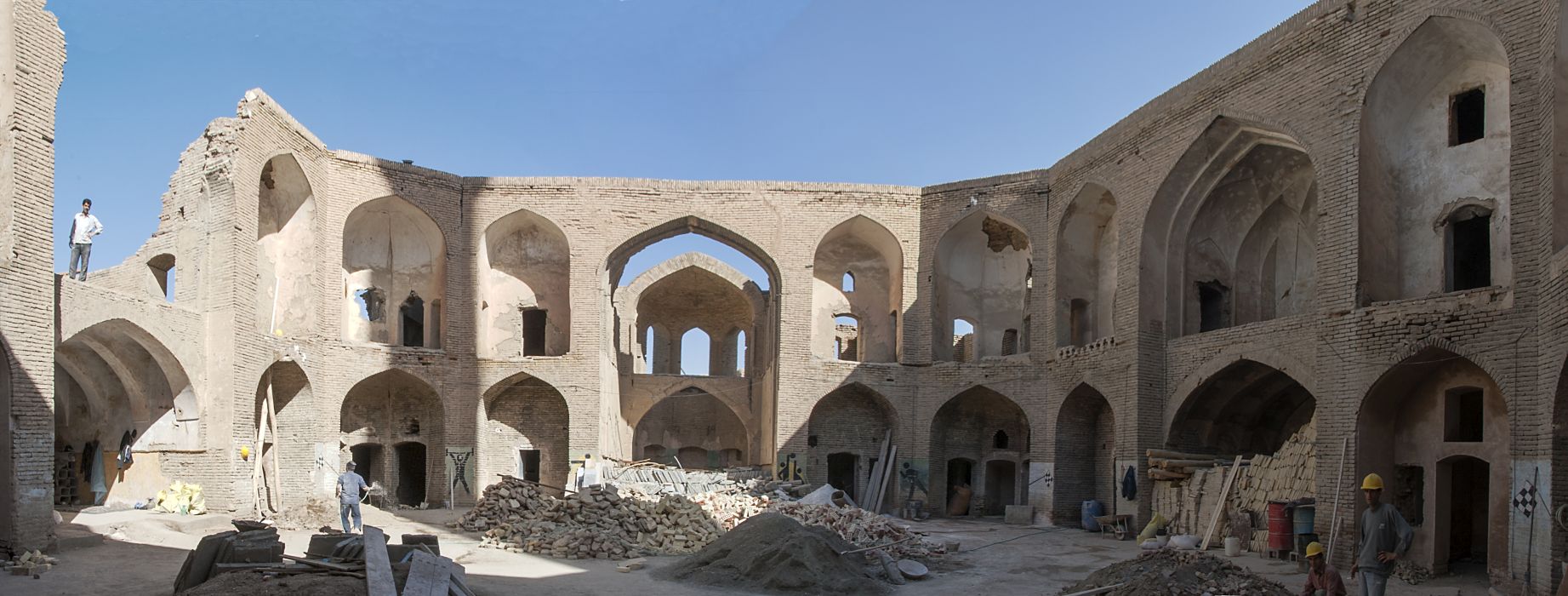 Composite view of courtyard looking southwest (toward qibla side).