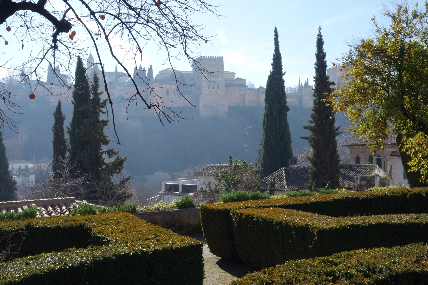 Gardens, Alhambra in the distance to the southwest