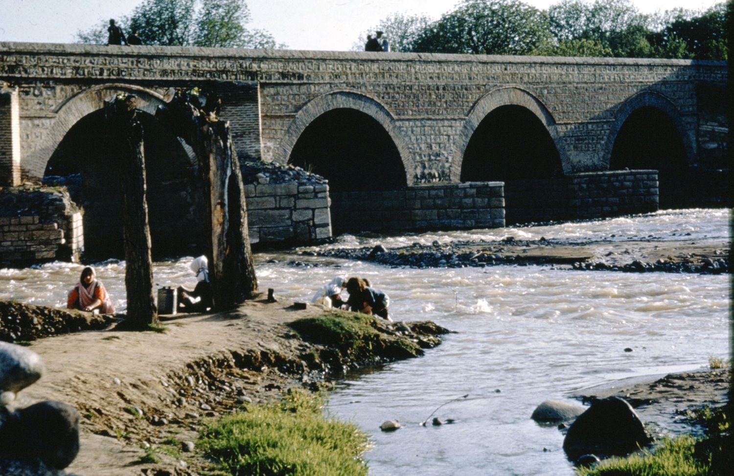 Exterior view of the bridge of Maraghah in Maragha, Iran.