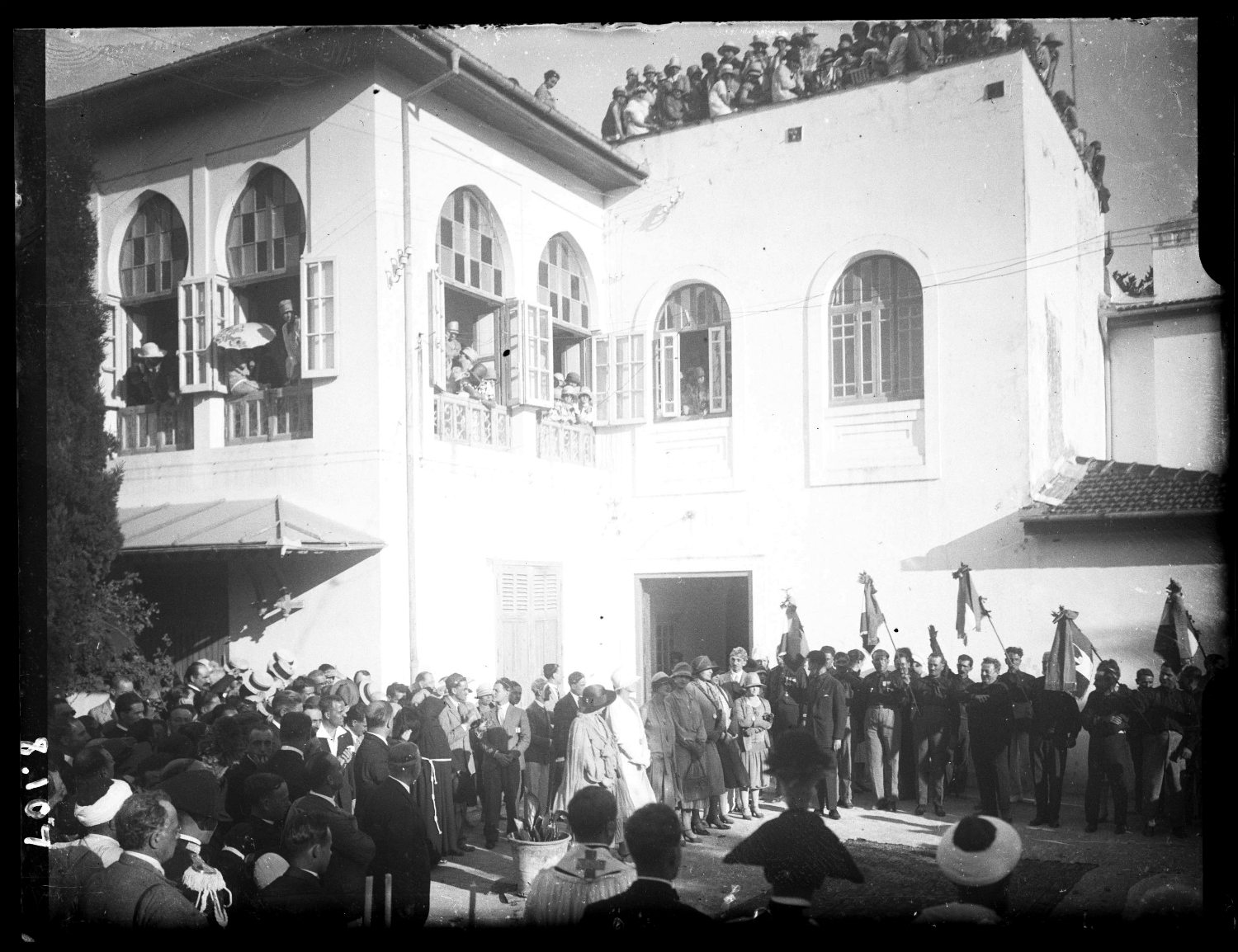 View of a ceremony, probably in front of Italian Legation, Tangier