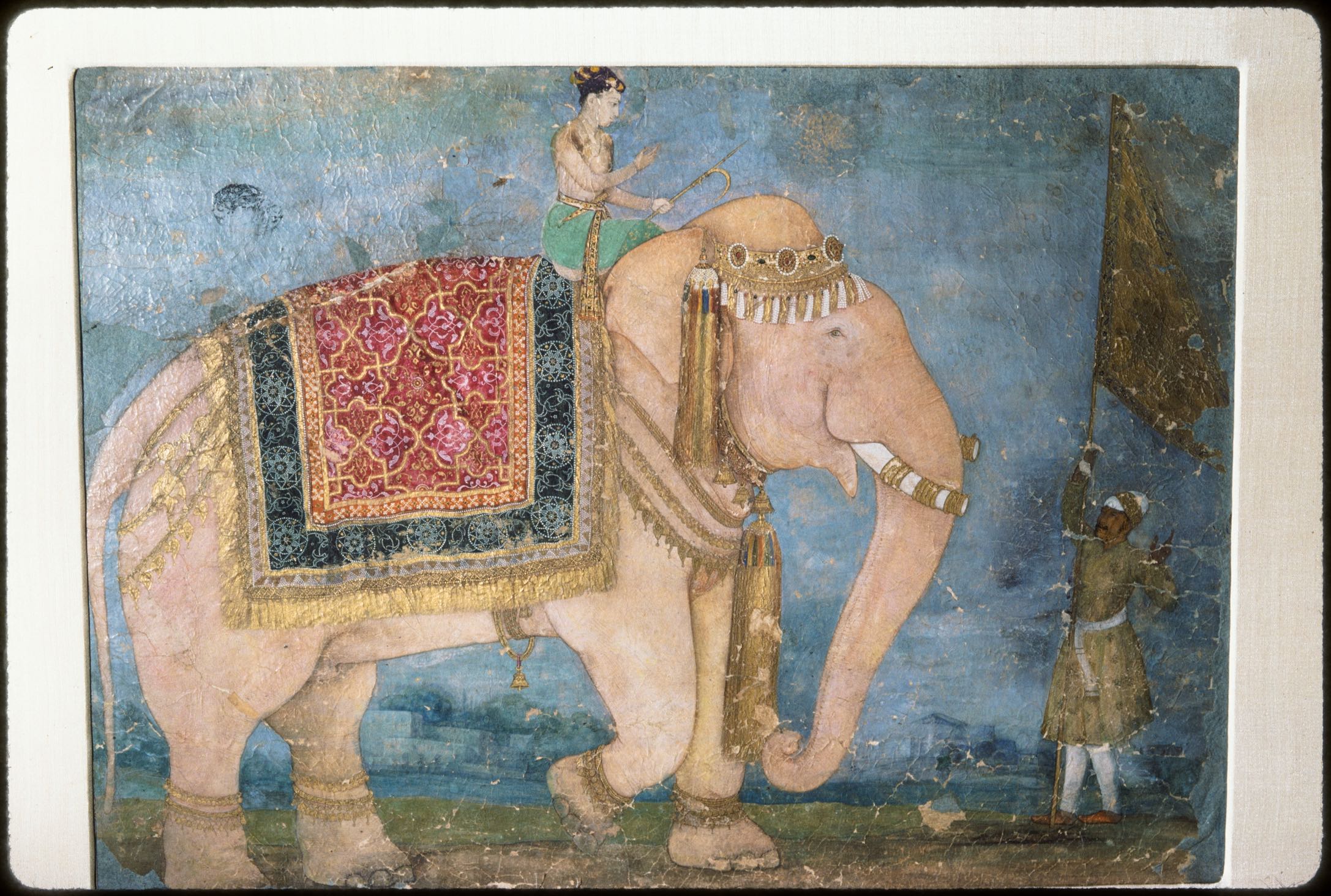 Shah Jahan's pink elephant ridden by Prince Dara Shikoh, page from a royal album of Shah Jahan (Museum of Islamic Art, Qatar, MS.51.2007)