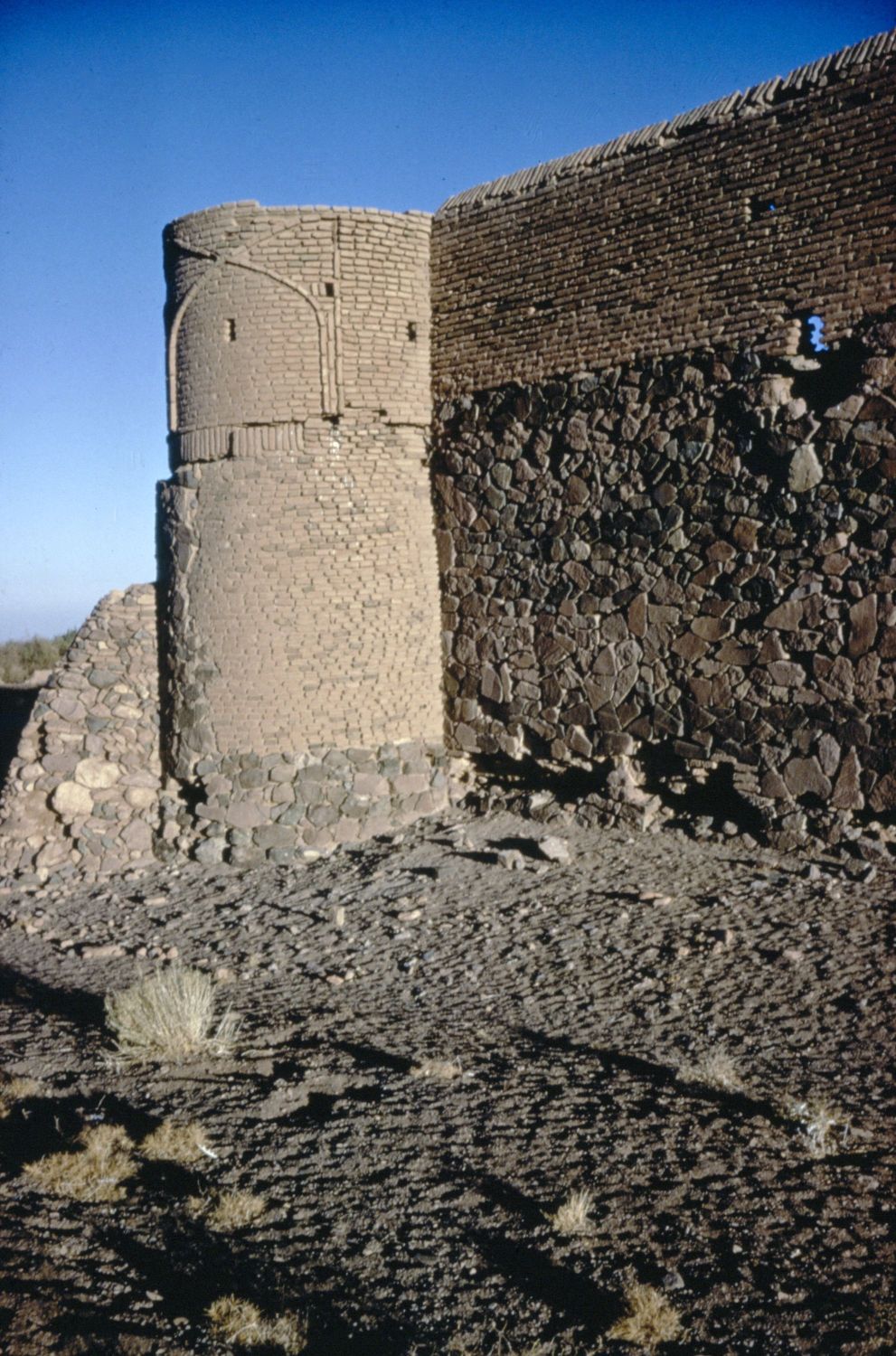 Caravanserai on the Na'in Road, Iran: view of corner tower.