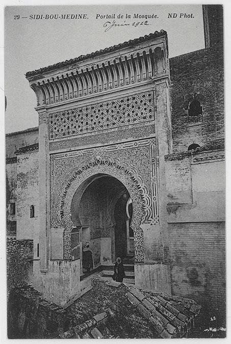 <p>Tlemcen, Sidi Bou Medine Masjid, portal, exterior view. "Sidi-Bou-Médine. Portail de la Mosquée"</p>