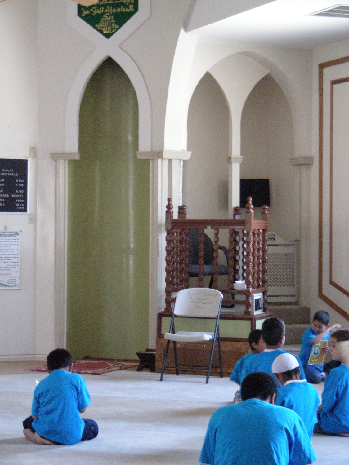 Prayer hall, view of mihrab and minbar