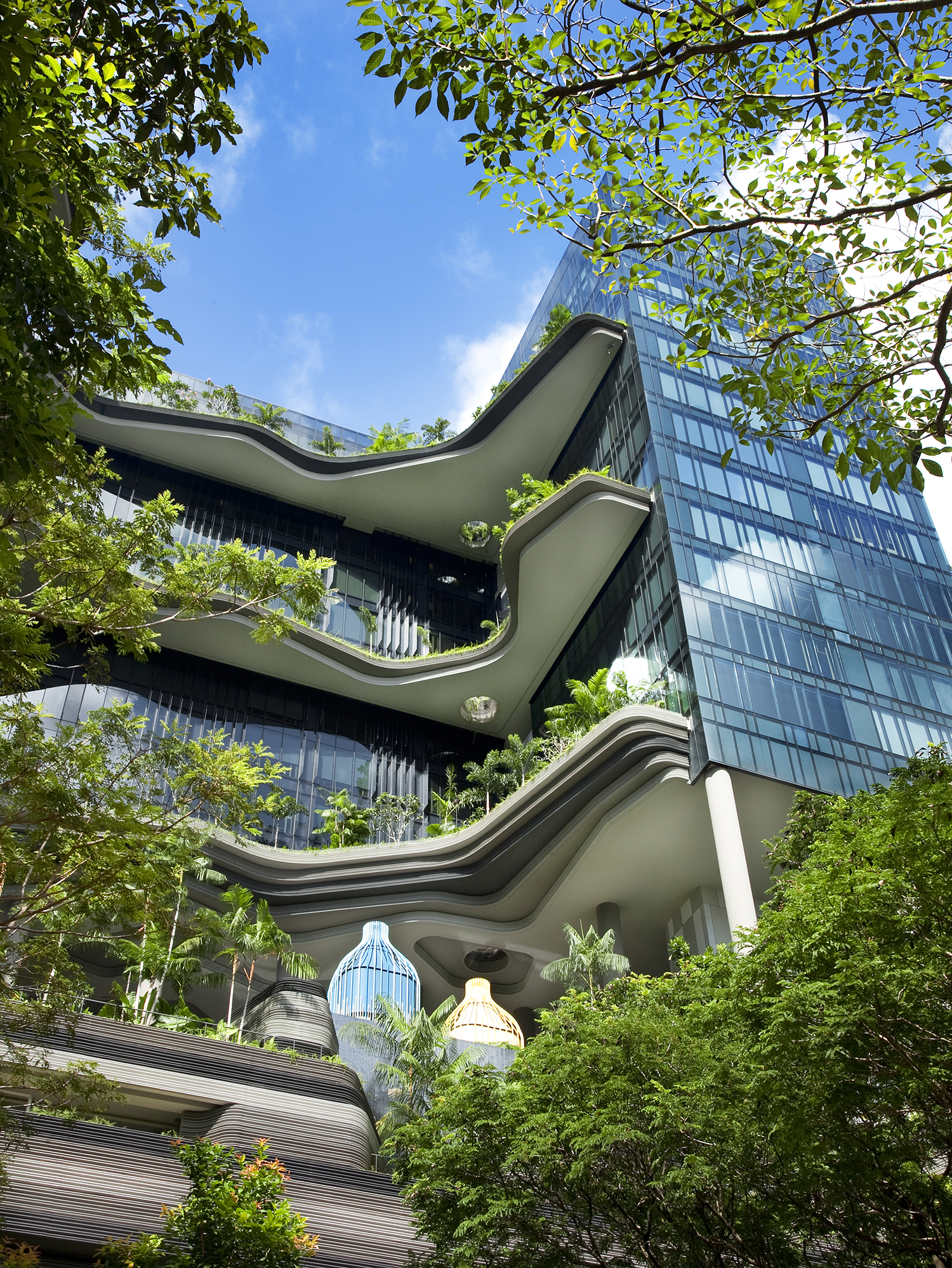 Hotel skygardens mimic natural landscapes and contoured padi fields of Asia