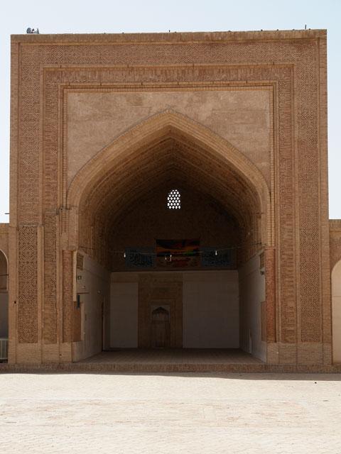 Exterior view showing the south iwan and the mihrab on the south end wall