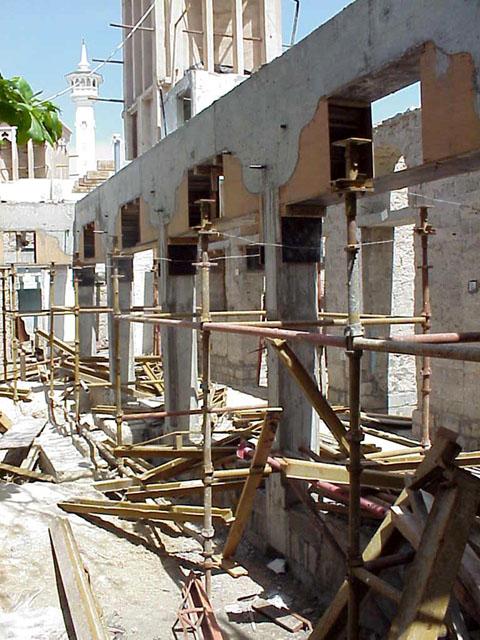 Courtyard arcades during restoration