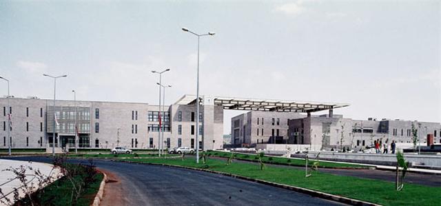 View from the campus square towards the new building